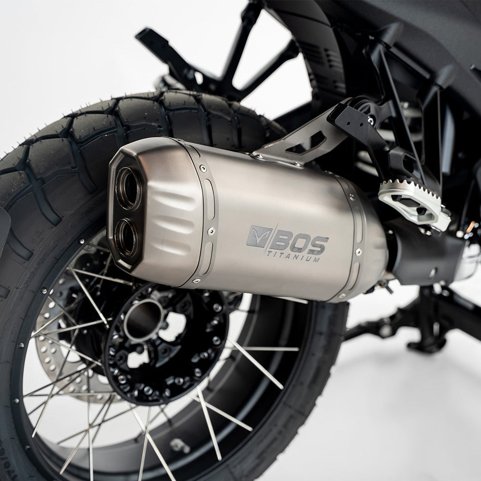 BOS DesertFox Double D Titanium exhaust for BMW R 1300 GS – rear view