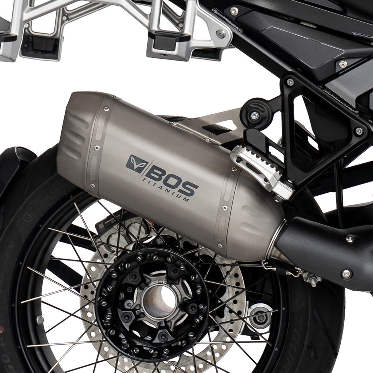 Escape BOS DesertFox Double D Titanium para BMW R 1300 GS Adventure – vista trasera
