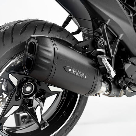 Escape BOS DesertFox Double D BlackCoated para BMW R 1300 R – vista trasera