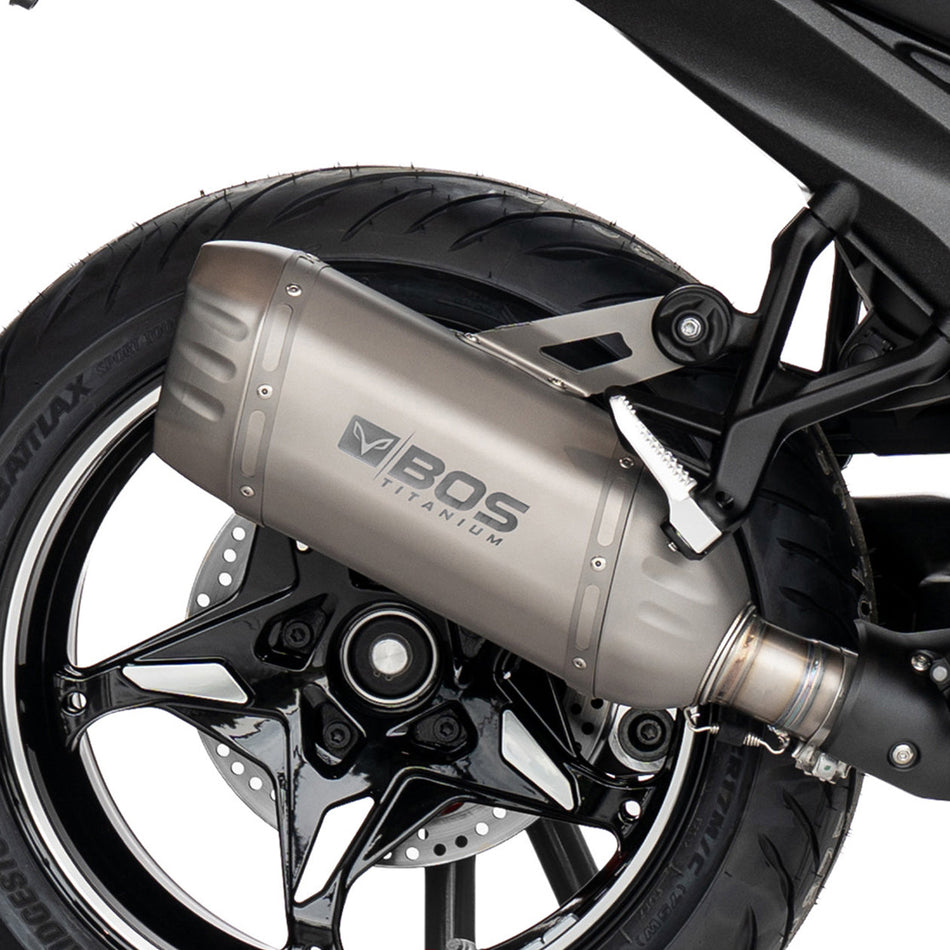 Échappement BOS DesertFox Double D Titanium pour BMW R 1300 R – vue latérale